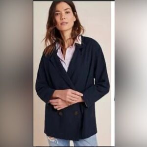 Anthropologie Amadi Blazer Jacket Navy Blue Kayne size medium EUC